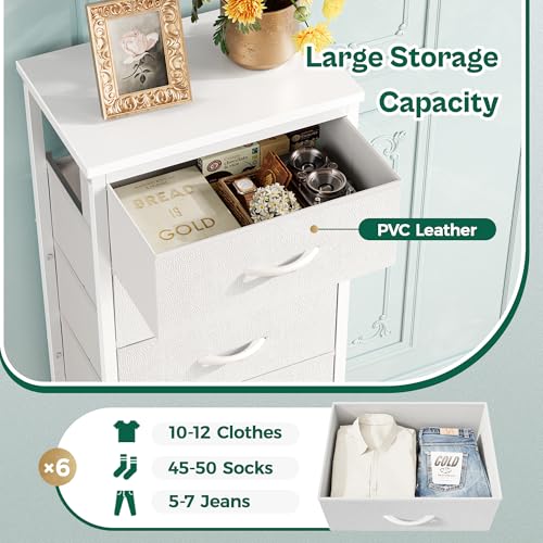 Huuger Tall Dresser for Bedroom, 7 Drawer Dresser & Chests of Drawers, Fabric Drawer for Closet, Bedroom, Night Stand, Metal Frame, Storage Tower with Fabric Bins, White - color: White, size: 50.0inch(7 Drawers)