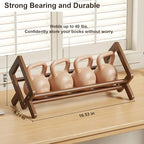 Premium Desktop Bookshelf Organizer, Small Bamboo Desk Book Rack Shelf for Magazine, Cookbook,Books, Retro Brown Table Top Bookcase Shelves Holder Storage, Wooden Tabletop Holders Racks for Countertop