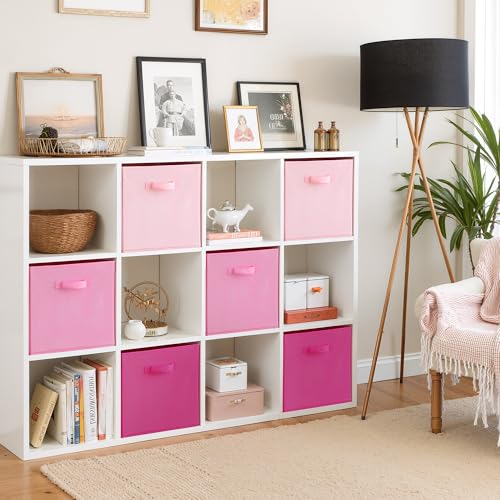 Cupic Cupid 13 Inch Storage Cube, Fabric Cube Storage Bin with Handles, Storage Cube Organizer for Clothes and Toys, Collapsible Cube Bins for Closet, Shelves, Nursery, 6-Pack, Pink Gradient - color: Pink Gradient, size: 13 Inch