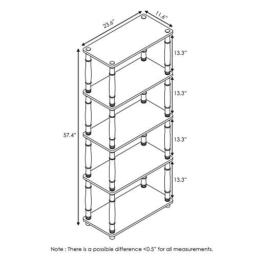 Furinno TURN-S-TUBE Storage Shelves, 5-Tier Book Shelf, Corner Shelf, Toolless Open Shelves, Classic Tubes, for Organization and Storage, Living Room, Garage, Home Office, Beech - color: Beech/White, size: 5-Tier Classic Tube