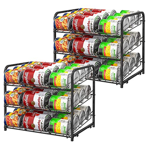BTY Can Organizer for Pantry Stackable 2 Pack, Can Storage Organizer Rack Stacking Can Dispensers Small Space Holds up to 36 Cans for Pantry, Kitchen, Cabinet Black - color: Black