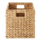 Casafield 10.5" x 10.5" Water Hyacinth Storage Baskets, Natural - Set of 6 Collapsible Cube Organizers, Woven Bins for Bathroom, Bedroom, Laundry, Pantry, Shelves - size: 6-Pack