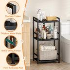 3-Tier Expandable Storage Shelves, 110LBS Heavy Duty Metal Shelving Unit, Adjustable Laundry Room Organization and Storage Shelf Rack,Ideal Narrow Bathroom Kitchen Laundry Room Organizer,Free-Standing - size: 3 Tier：11.8"D x 15.8"W x 31.5"H