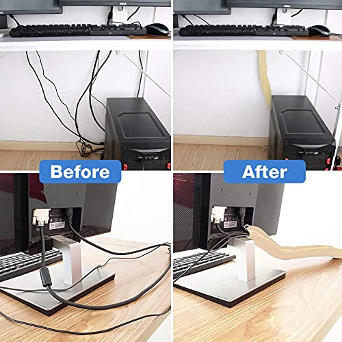 JOTO 4 Pack Cable Management Sleeve, 19-20 Inches Cord Organizer System with Zipper for TV Computer Office Home Entertainment, Flexible Cable Sleeve Wrap Cover Wire Hider System -Beige - color: Beige, size: 4 Pack, 20 Inch