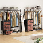 Auromie Heavy Duty Clothes Rack with 5 Drawers & 4 Storage Shelves, 70.9Hx59.1W Clothing Rack with 2 Hanging Rods, Wardrobe Closet Racks with 5 Hooks, Freestanding Garment Racks (Rustic Brown) - color: Rustic Brown