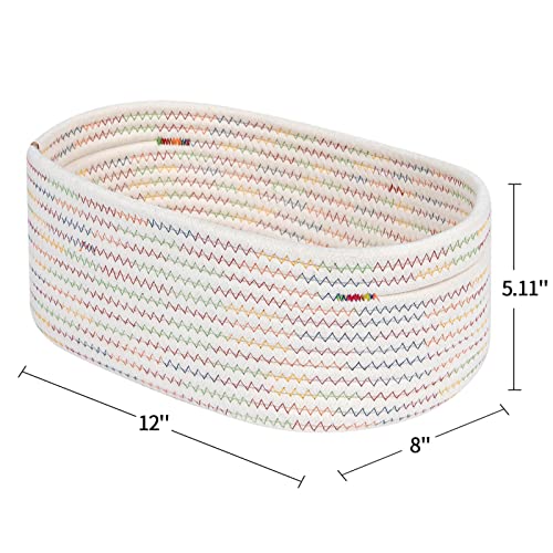 CubesLand Small Woven Baskets,Cute Baskets or Shelf Set 2,Cube Organizer Basket Bin,Soft Toys Storage Basket,Baby Nursery Basket Bin,Home Decor 12"D x 8"W x 5"H Rainbow Stitches - color: Rainbow Stitches, size: 2pcs-Small Basket