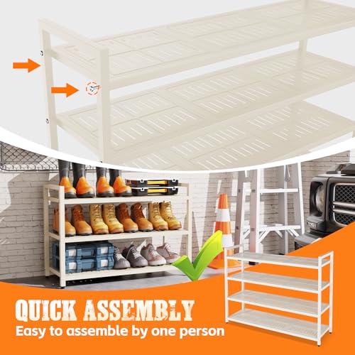 5-Tier Heavy Duty Metal Shoe Rack, 200 lbs Load Capacity Shoe Organizer with Reinforced Steel Tubes, No-Wobble Free Standing Shoe Shelf for Entryway, Closet, Bedroom, Dorm – Easy Assembly, Black - color: White, size: 5Tier/35.4"H×42.1"W×9.8"D