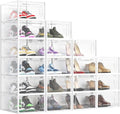 Elechomes Shoe Boxes Clear Plastic Stackable 18 Pack Premium Shoe Organizer Storage for Closet Foldable Shoe Rack Containers Sneaker Display Case Holder Shoe Bin Entryway Drawers Gifts