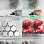 MOOACE 4 Pack Can Dispenser Rack, Can Organizer for Pantry Kitchen Cabinet, Canned Food Storage Holder for Refrigerator Countertop, Black