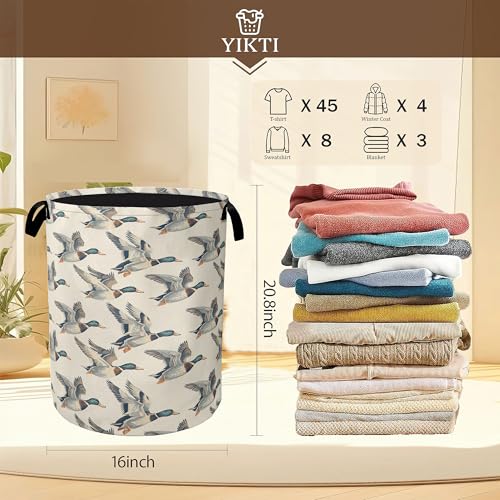 Vintage Mallard Duck Laundry Basket,Rustic Farmhouse Clothes Hamper,Oxford Cloth Collapsible Nursery Hamper Storage Organization for Bedroom,Bathroom,Office,College Dorms,16x20 Inch - color: Vintage Mallard Duck