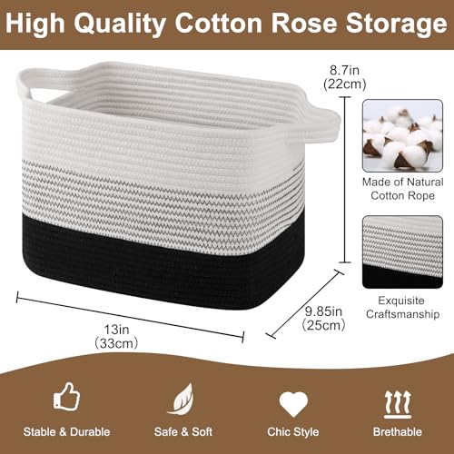 OIASKET Storage Basket for Organizing, Woven Baskets for Storage, Rectangle Decorative Baskets for Shleves, Closet, Toys, Books, Nursery Organizer Bins - Pack of 3 (Gradient Black, 13"x9.85"x8.7") - color: Gradient Black, size: 13"x9.85"x8.7"