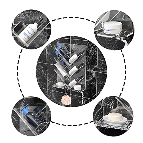 AITEE Acrylic Shower Caddy Organizer for Bathroom, Clear Shampoo Holder Organizer Shelf Wall Mounted, No Drilling and Rustproof, Sturdy and Durable - style: Whole Shelf