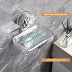 Soap Dish Holder Suction Cup, Wall Mounted Self Draining Soap Case & Sponge Rack, No Drilling Suction Bar Soap Holder for Bathroom, Kitchen Sink - style: Soap size, 1 piece