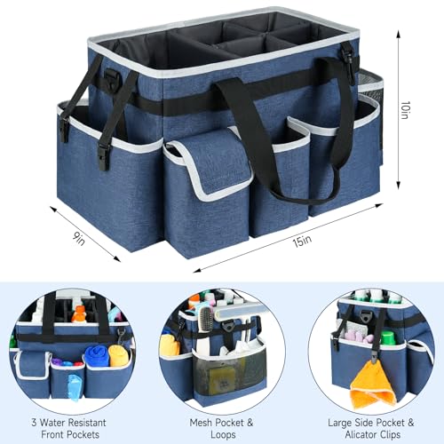 Cleaning Caddy Bag,Large Cleaning Supplies Organizer with Handle for Housekeepers, Blue - color: Blue, size: Large
