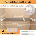 BAOYOUNI Tension Closet Shelf, Adjustable Storage Rack Separator Wardrobe Cupboard Divider Organizer Rod for Kitchen Bathroom Bedroom, 23.62-39.37 Inch - size: (23.62-39.37) IN