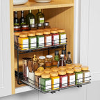 RCHYFEED Spice Organization for Cabinet,2 Tier Pull out Spice Rack Organizer for Inside Cabinets & Pantry, Slide out Heavy Duty Spice Shelf Rack for Kitchen Seasoning (11.5" Wx10.5 Dx9.5 H) - size: 2 Tier-11.5''Wx10.5''Dx9.5''H