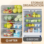 Clear Fridge Organizer, Refrigerator Organizer Bins with Handle, Freezer, Kitchen Cabinet, Pantry Organization, BPA Free Fridge Organizers (12.4 inch 8 Pack) - size: 12.4 inch 8 Pack