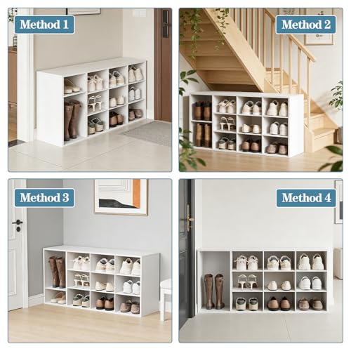 Aenuert 11-Cubby Shoe Rack, 3-Tier Wood Shoe Organizer, Multifunctional Shoe Organizer Bench for Entryway, Mudroom, Hallway, Closet,36.22 * 11.81 * 17.72 Inch,White - color: White, size: 11-cube 3-tier
