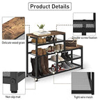 Shoe Rack Bench Shoe Storage Organizer with Seat, 5-Tier Industrial Free Standing Shoe Rack for Entryway, Narrow Shoe Rack Organizer Shelves for High Heels, Entryways, Hallways, Closets,Brown - size: 5 Tier-brown