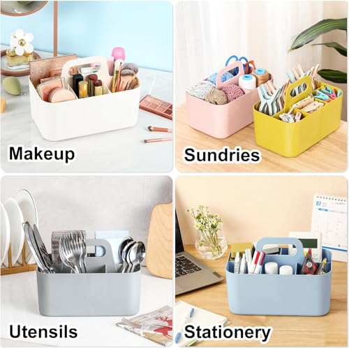 Multiuse Caddy Organizer with Handle, Portable Divided Plastic Tote Bin - Art Craft, Stationary Pen Marker Crayons, Makeup Hair Supplies Storage - Bathroom, Classroom, Dorm, Office, Desk Holder - Blue - color: Blue