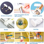 BAOYOUNI Tension Rod Shelf Expandable Closet Organizer Heavy Duty Adjustable Clothes Hanger Rack DIY Space Saver Layered Separator Divider 27.17''-36.02'', Ivory - size: (27.17-36.02) IN