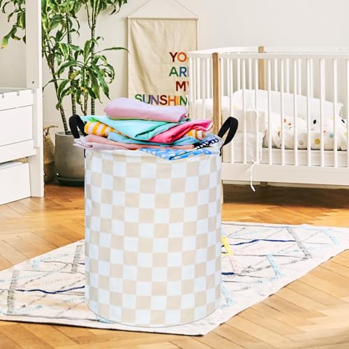 MAIZMZ Girls Laundry Basket Foldable Home Storage Basket Kids Hamper,Toy Box Canvas Organizer Bins for Home/Dorm/Kitchen/Pet/Office/Closet/Shelf/Gift Baskets - color: Beige