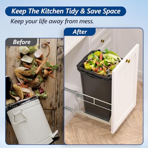 Insputer Pull Out Trash Can Under Cabinet with Soft-Close Slides, Heavy Duty Under Sink Trash Can Kit for Kitchen, Garbage Can Not Included, Requires Minimum Cabinets Opening 12" W X 18" D - size: Single