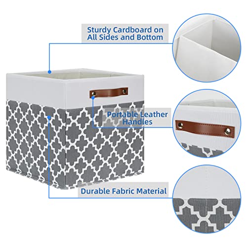 Temary Cube Storage Bins 13x13 - 4 Pack Cube Storage Bins for Shelf with Handles (Grey Lattice) - color: Grey Lattice, size: 13×13×13