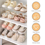Transparent Acrylic Kids Shoe Rack, Small Shoe Rack,Baby Shoe Organizer, Kids Shoe Organizer with 4 Sections Stackable Shelves for Closet Storage, Space-Saving 4 Pack