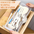 2 Pack Deep Drawer Organizer Bins, Adjustable Sliding Drawer Organizer Bin Expandable Tray for Kitchen Utensils, BBQ Tools, Towels, Durable Plastic Sliding for Easy Storage (12.4" to 18”) - size: 12.4" to 18”