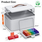 CTIME 3-Tier Medicine Organizer with Pill Case - Portable Pill Case & Empty First Aid Kit for Home, Travel, RV, School, Dorm, Ideal Elderly, Father Gift - size: 3 Tier Medicine Organizer Set