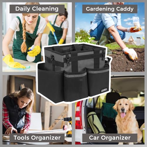 SCAVATA Compact Wearable Cleaning Caddy, Small Cleaning Caddy Supplies Organizer with Handle & Shoulder Straps for Housekeepers, Under Sink & Car Cleaning Tool Organizers Bag (DarkGrey) - color: DarkGrey