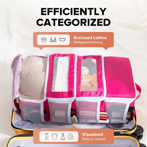 Suitcase Organizer, Travel Luggage Organizer Hanging Shelves Packing Cube Closet/Collapsible Portable Travel Organizer for Carry-on - color: Pink-S-4 Tier, size: Small
