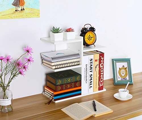 PAG Wood Desktop Shelf Small Bookshelf Desk Supplies Organizers and Accessories Storage Display Rack Office Decor for Women, White - color: White, size: Style 5