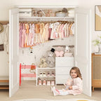 Cidaziya Expandable Closet Organizers and Storage, White Fabric Storage Dresser, 3 Drawer Dresser, Clothes Shelves for Kids, Purse Organizer Small Shoe Rack for Closet Bedroom - size: 31.29~ 43.42"W*11.41"D * 24.01"H