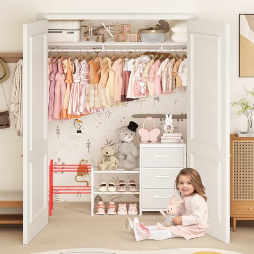 Cidaziya Expandable Closet Organizers and Storage, White Fabric Storage Dresser, 3 Drawer Dresser, Clothes Shelves for Kids, Purse Organizer Small Shoe Rack for Closet Bedroom - size: 31.29~ 43.42"W*11.41"D * 24.01"H
