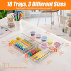 Criusia 18 Pcs Large Size Clear Drawer Organizer Set, Acrylic Non Slip Non Cracking Kitchen Drawer Storage Tray Divider, Multifunctional Storage for Cosmetics, Bathroom, Tools, Kitchen and Office - size: 18 Pack