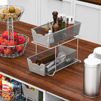 Simple Houseware Cabinet 2 Tier Perforated Basket Drawer, Silver - 2 Pack - color: Silver, size: 2-Pack