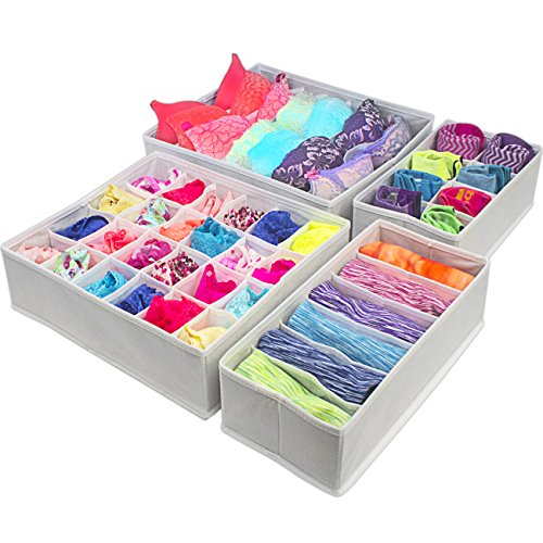 Sorbus® Set of 4 Foldable Drawer Dividers, Storage Boxes, Closet Organizers, Under Bed Organizer (White) - color: White