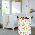 KUNRO Kids Laundry Hamper Clothes Gift Basket Storage Laundry Baskets Organizer Bin with Handles for Nursery Room (Tiger Animals) - color: Tiger animals