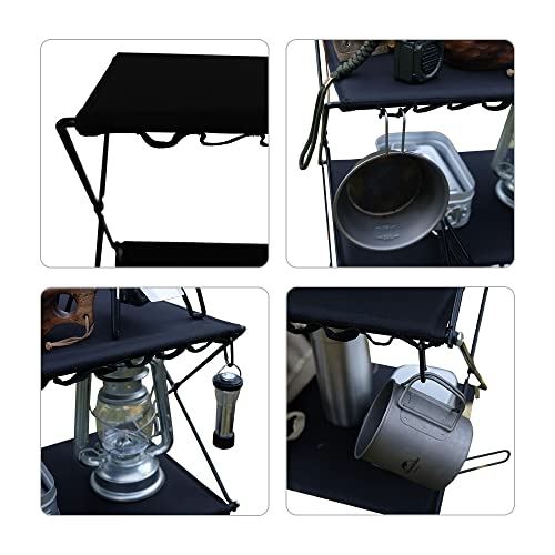 Folding Shelf Storage Rack, 3-Tier Storage Shelf Racks and Shelving Organizer for Kitchen Camping Picnic BBQ Indoor Outdoor