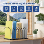 Simple Trending 9 Section Metal File Sorter Organizer for Desk Home Office, Black - style: 7 Section Black
