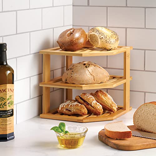 2-Pack Plate Organizer for Cabinet - Bamboo Corner Shelf for Kitchen or Bathroom Storage, Space-Saving Rack for Dishes, Countertop, Cabinet, Pantry - Organization & Housewarming Gift - color: 2-pack