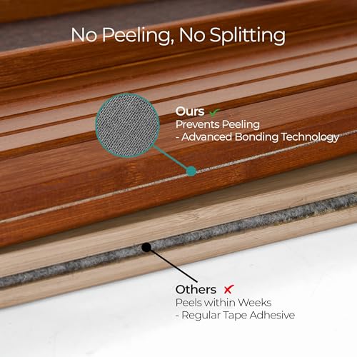 DETOR Couch Arm Tray with Spacious 12.4" x 5.4" Storage Box, Acacia Stained Bamboo Finish, Enhanced Non-Slip Felt Bottom, Sturdy Bamboo Slats, Fits Armrests 6" and Wider - color: Acacia Stained