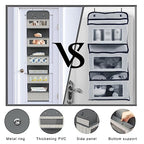 Over The Door Hanging Organizer with 5 Big Pockets, Wall Mount Fabric Back of Door Storage Organizer with Clear Window & Metal Hooks for Pantry Closet Diaper Dorm Nursery Bedroom