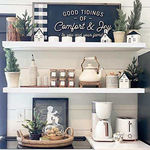 QEEIG Floating Shelves for Wall 47.2" Extra Long - Wall Mounted Shelf Bathroom Kitchen Living Room Bedroom Farmhouse Home Decor Display Bookshelf Large 47.2 x 9.3 inch Set of 2, White (008-120W) - color: B. White, size: 47.2"