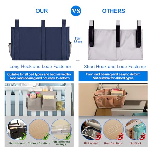Surblue Caddy Hanging Organizer Bedside Storage Bag for Bunk and Hospital Beds, Blue, L - color: Blue, size: Large