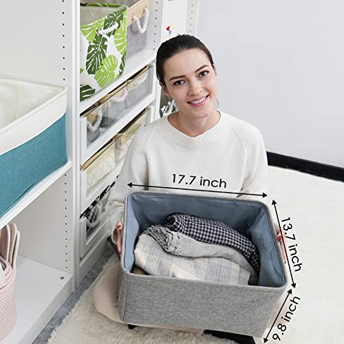 TheWarmHome Fabric Storage Bins Baskets for Organizing, Large Sturdy Storage Basket W/Handles, Decorative Foldable Storage Baskets for Shelves Closet Nursery Toy (X Large - 3 Pack 17.7L×13.8W×9.8H) - color: Grey, size: 3PCS/X Large -17.7Lx13.8Wx9.8H