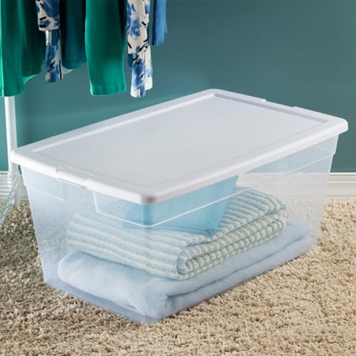 Sterilite 4-Pack 90 Quart Storage Box, Stackable Clear Plastic Bins with Snap-On Lids - Heavy-Duty Organizing Containers for Closet, Bathroom, and Office - size: 90 Quart, style: 4