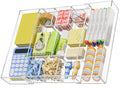 Marbrasse Acrylic Expandable Drawer Organizer, Clear Desk Drawer Organizer Tray with 5 Dividers, Desk Organizers and Accessories, 10 Adjustable Compartments for Office Supplies, Makeup & Vanity